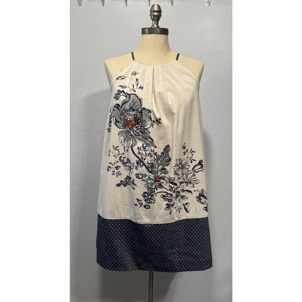 Anthropologie Sava Silk Halter Dress By Floreat Beaded Details 4P Boho Feminine